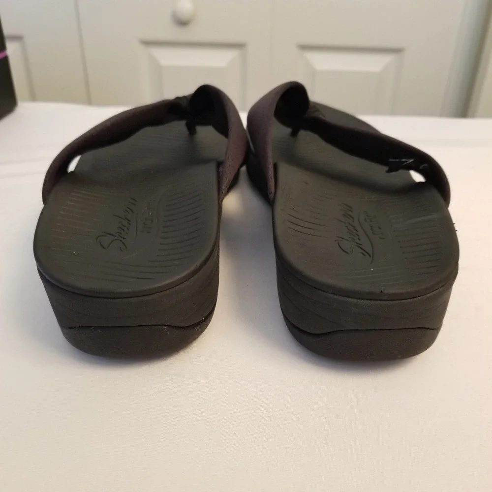 Skechers Arch Fit Black Knotted Fabric Thong Sandals Womens 119247 Size 10